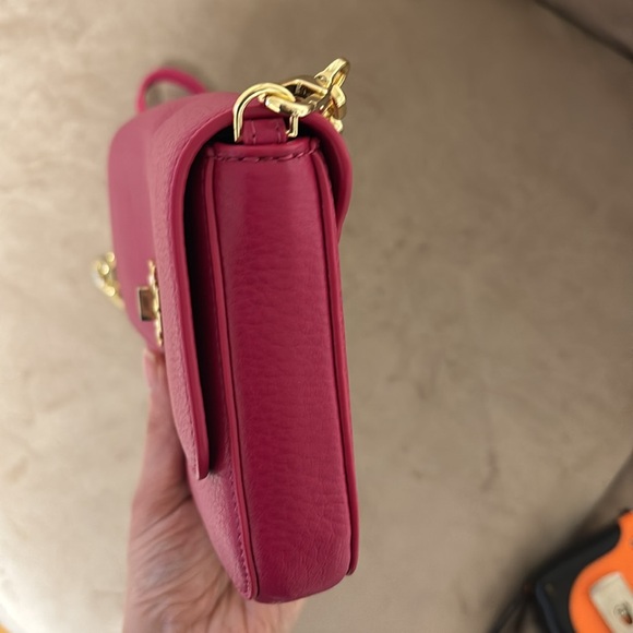 Tory Burch Mercer Classic Cross body- hot pink -Carnation Red with Gold hardware - Picture 16 of 16